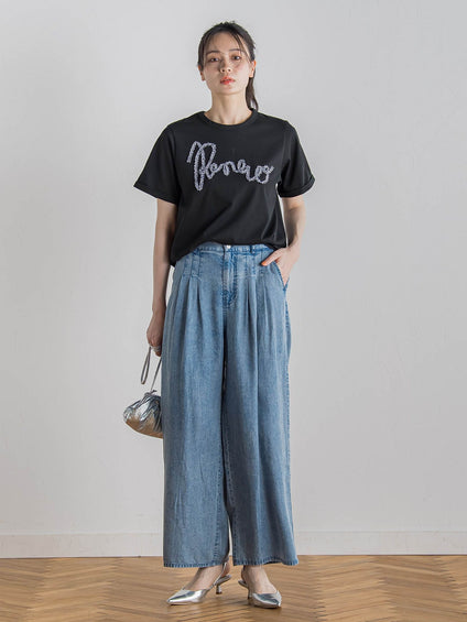 バイオシルクパウダー加工ワイドパンツ≪洗濯機で洗える≫