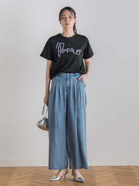 バイオシルクパウダー加工ワイドパンツ≪洗濯機で洗える≫