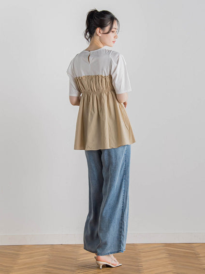 バイオシルクパウダー加工ワイドパンツ≪洗濯機で洗える≫
