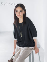 【skinea】≪着るスキンケア≫ドルマンスリーブ五分袖ニット