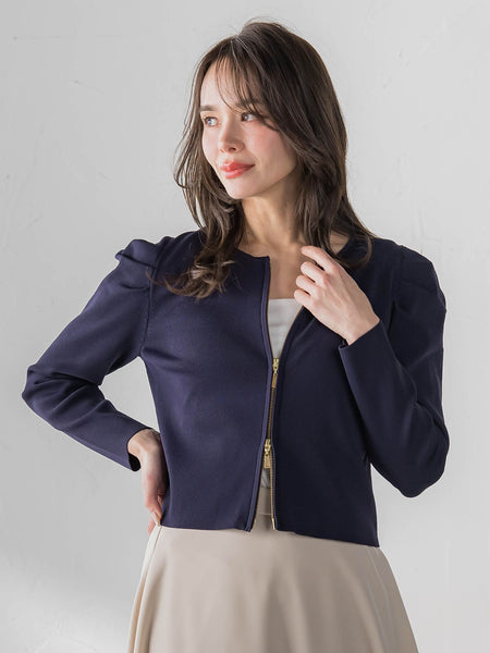 パフスリーブダブルジップブルゾン