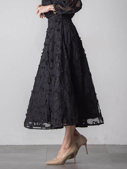 スパンコールテープチュールスカート