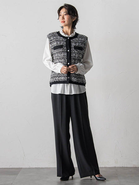 ファンシーツイードニットジレ