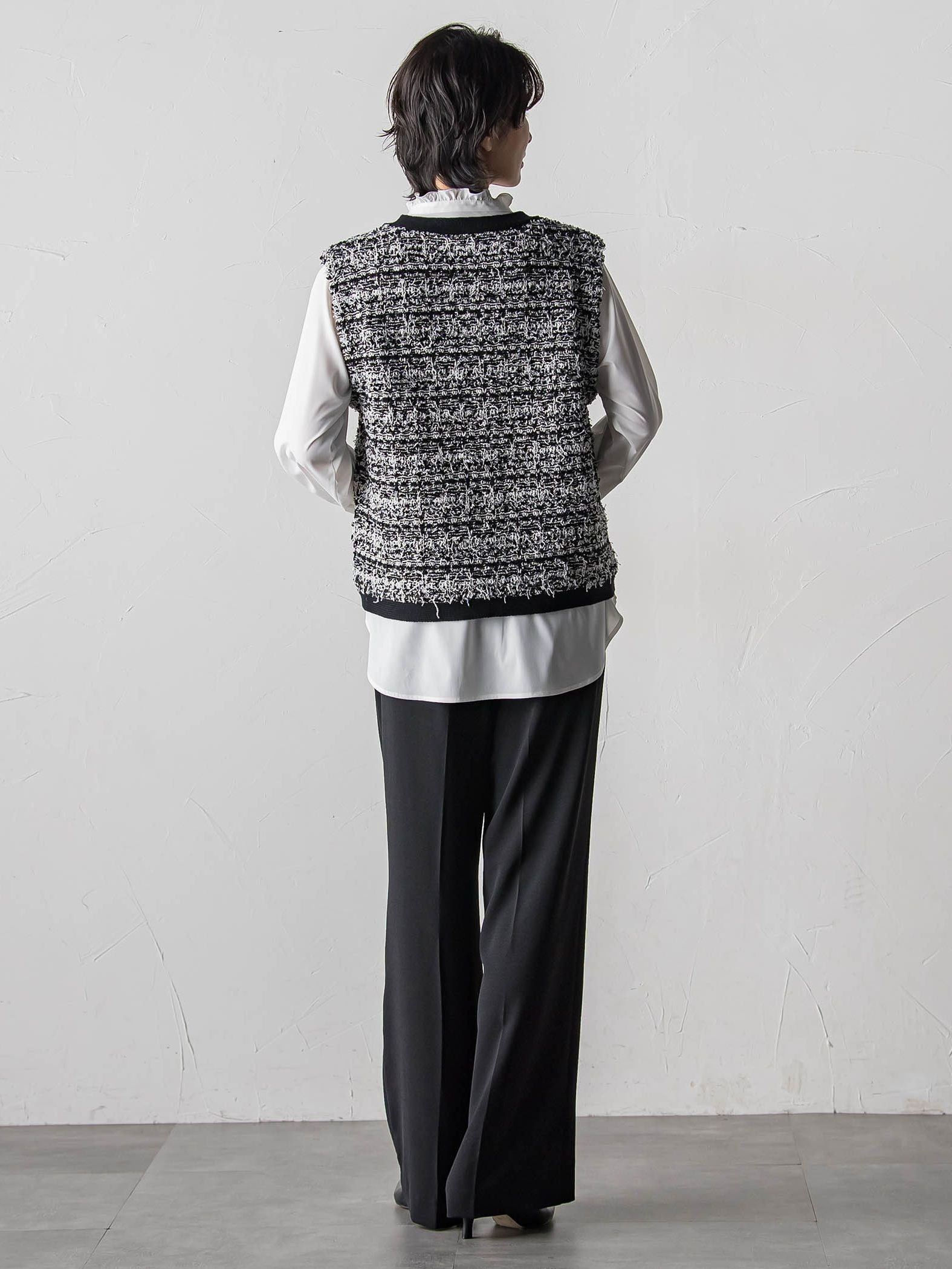 ファンシーツイードニットジレ