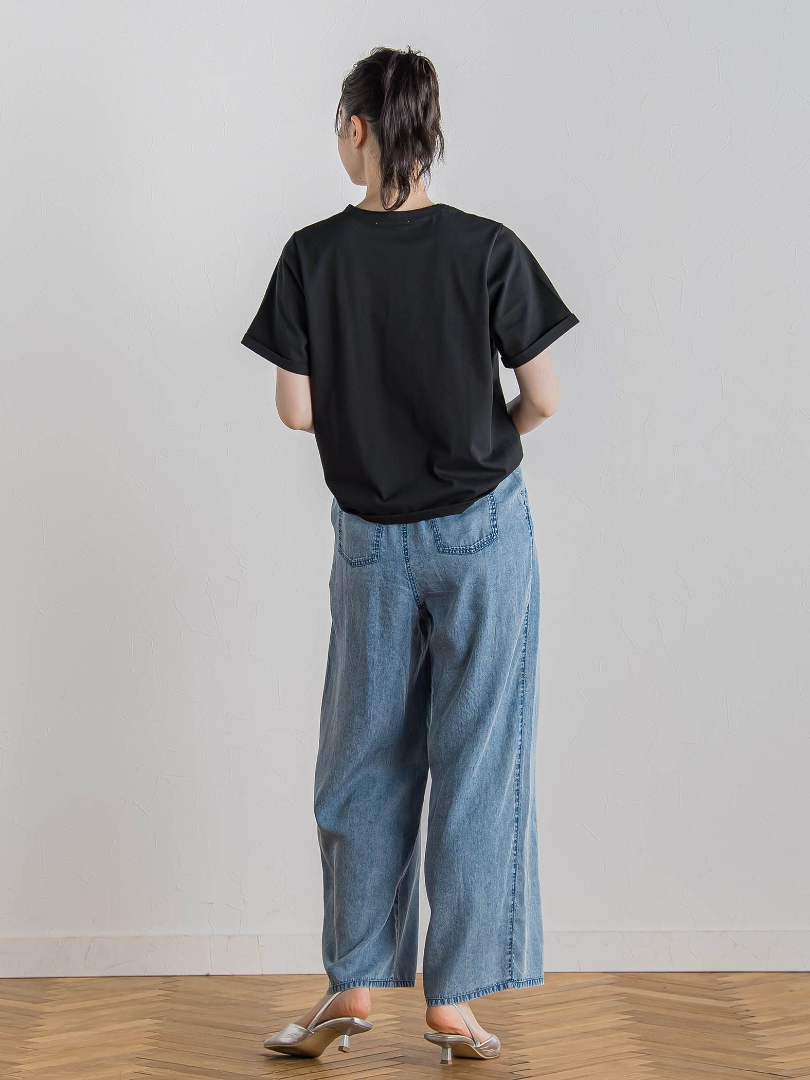 バイオシルクパウダー加工ワイドパンツ≪洗濯機で洗える≫