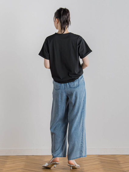バイオシルクパウダー加工ワイドパンツ≪洗濯機で洗える≫