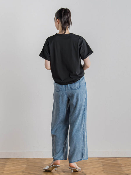 バイオシルクパウダー加工ワイドパンツ≪洗濯機で洗える≫