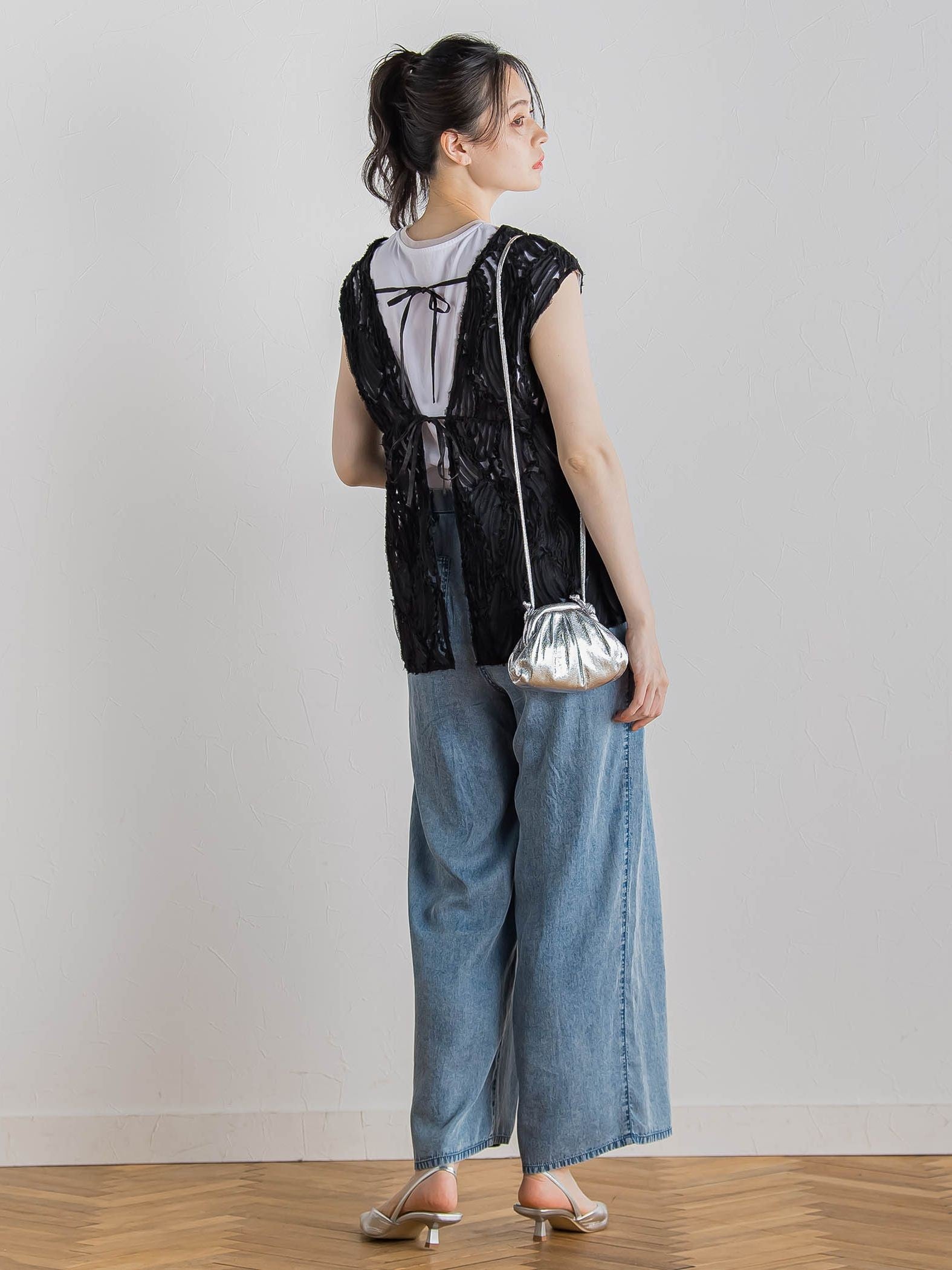 バイオシルクパウダー加工ワイドパンツ≪洗濯機で洗える≫