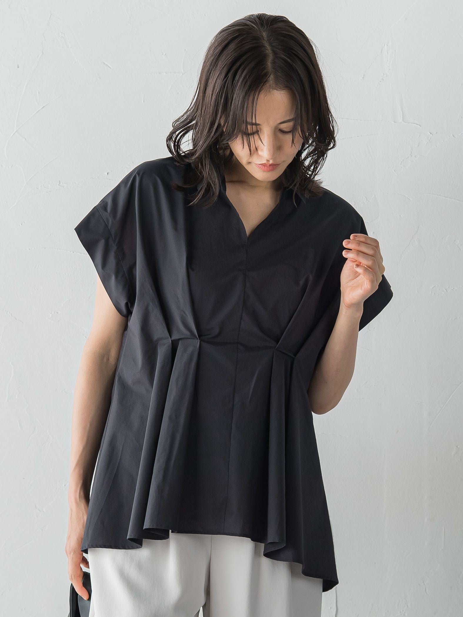 タイプライターペプラムブラウス≪洗濯機で洗える≫