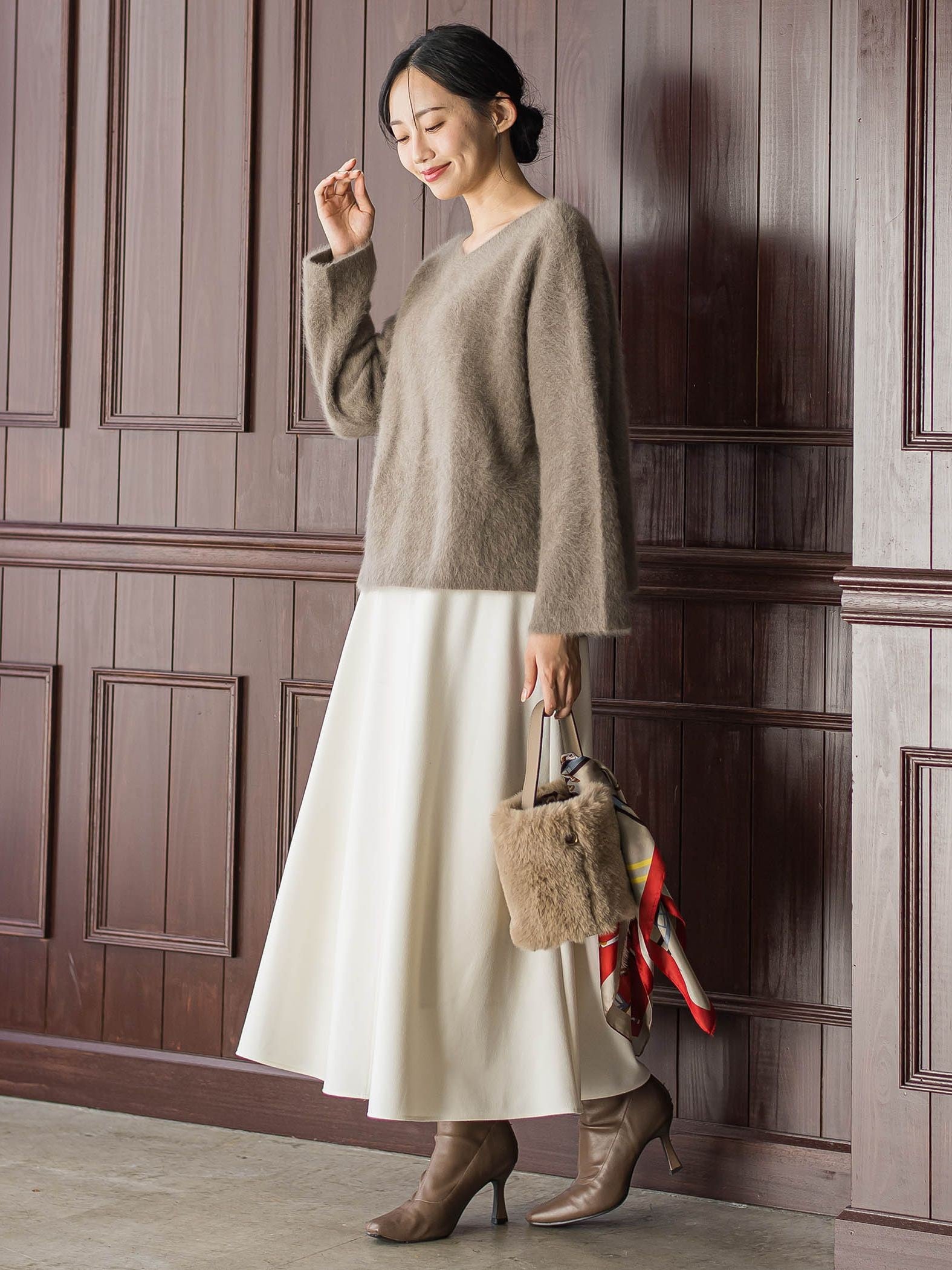 両面起毛ストレッチスカート≪洗濯機で洗える≫