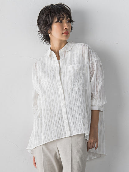 シアーサッカーストライプシャツ