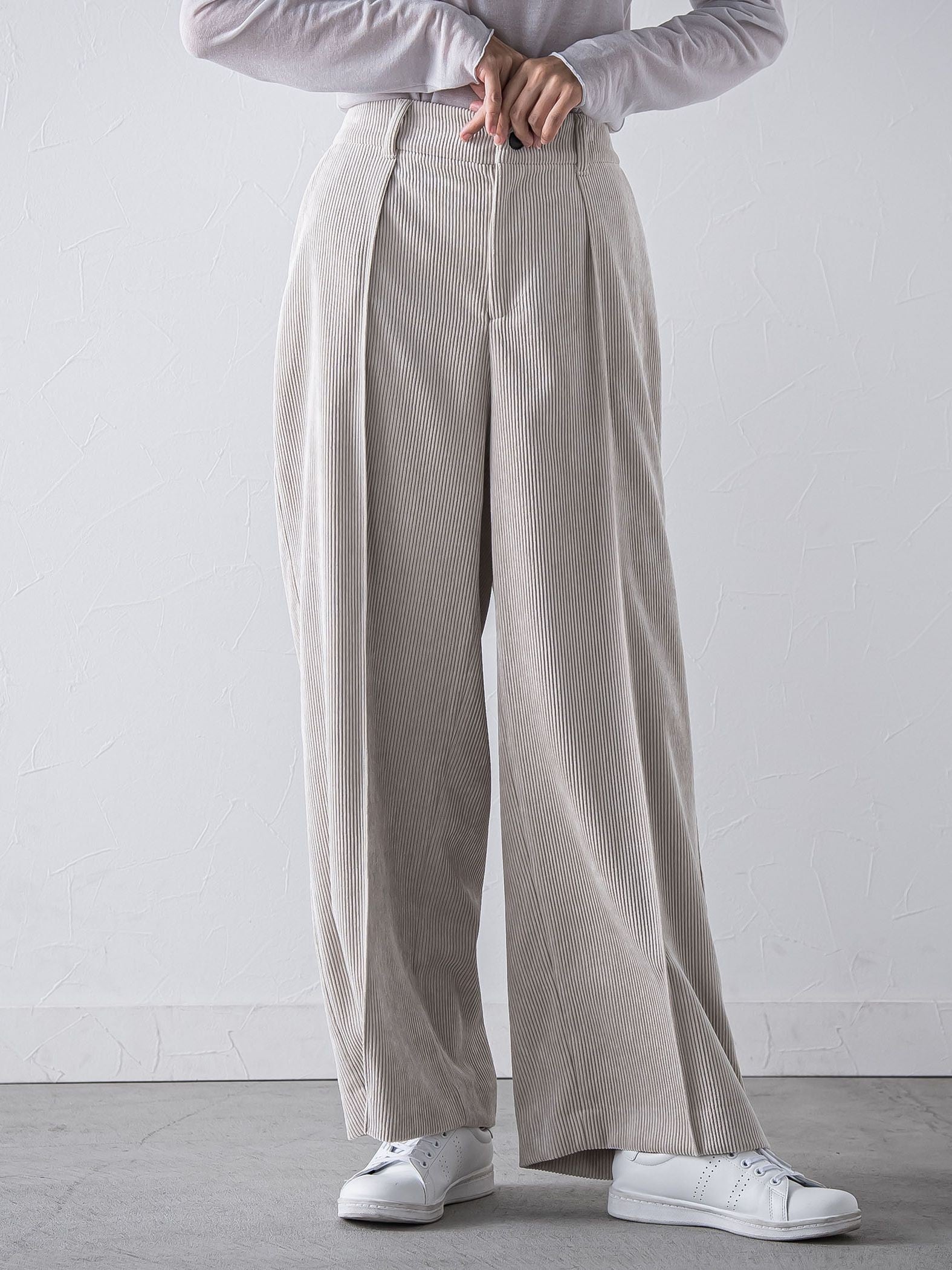コーデュロイワイドパンツ≪洗濯機で洗える≫