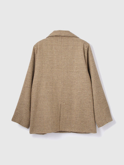 ツィーディチェックWボタンジャコット