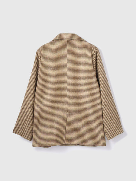 ツィーディチェックWボタンジャコット
