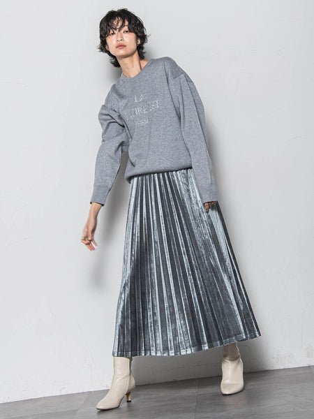 【WEB限定】ストレッチベロアプリーツスカート≪手洗い可能≫
