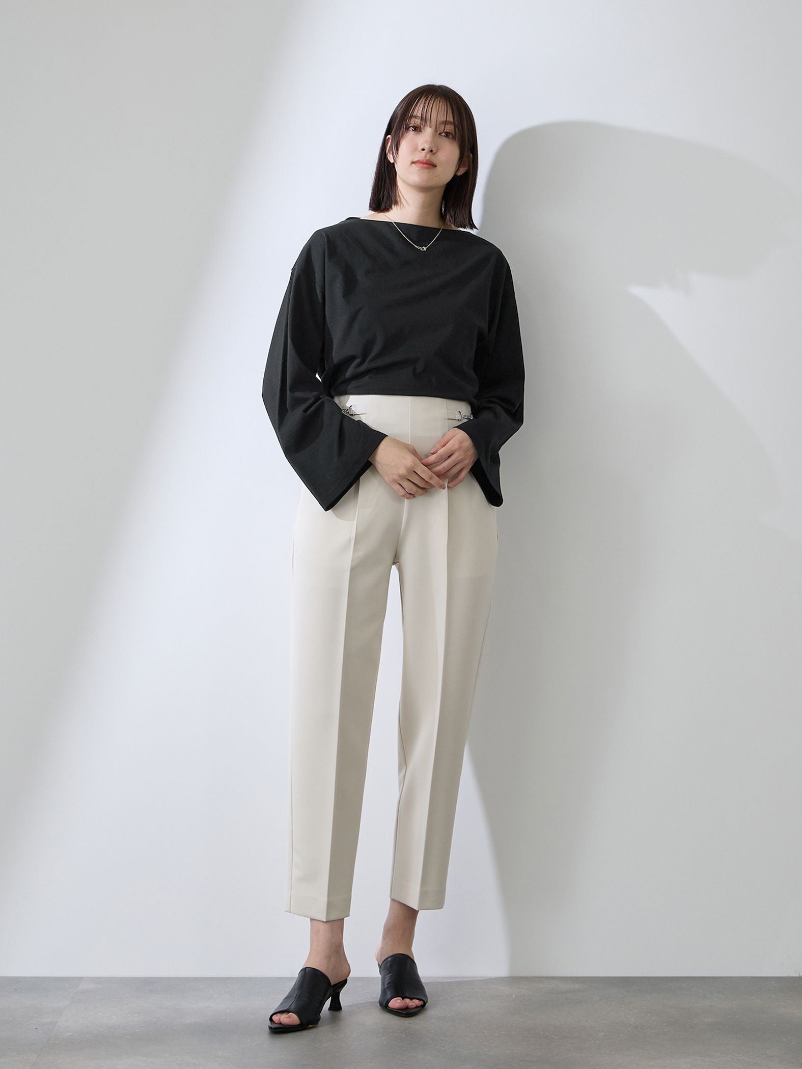 ハイゲージ天竺ボートネックプルオーバー