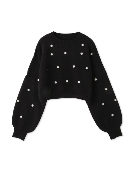 マーガレット刺繍ニットプルオーバー≪手洗い可能≫