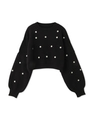 マーガレット刺繍ニットプルオーバー≪手洗い可能≫