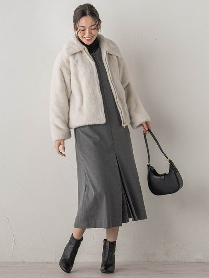 裏起毛サキソニーワンピース≪手洗い可能≫