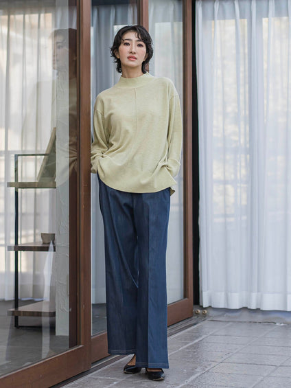 【大きいサイズ】セルロースデニムワイドパンツ