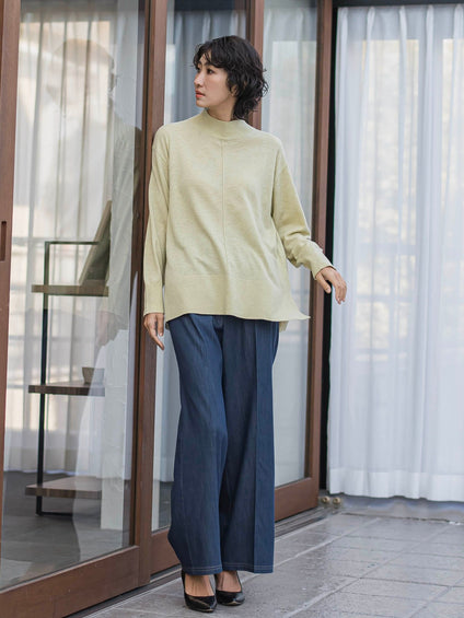 【大きいサイズ】セルロースデニムワイドパンツ