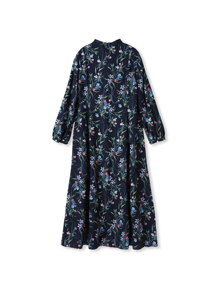 ウィンターフラワープリントワンピース