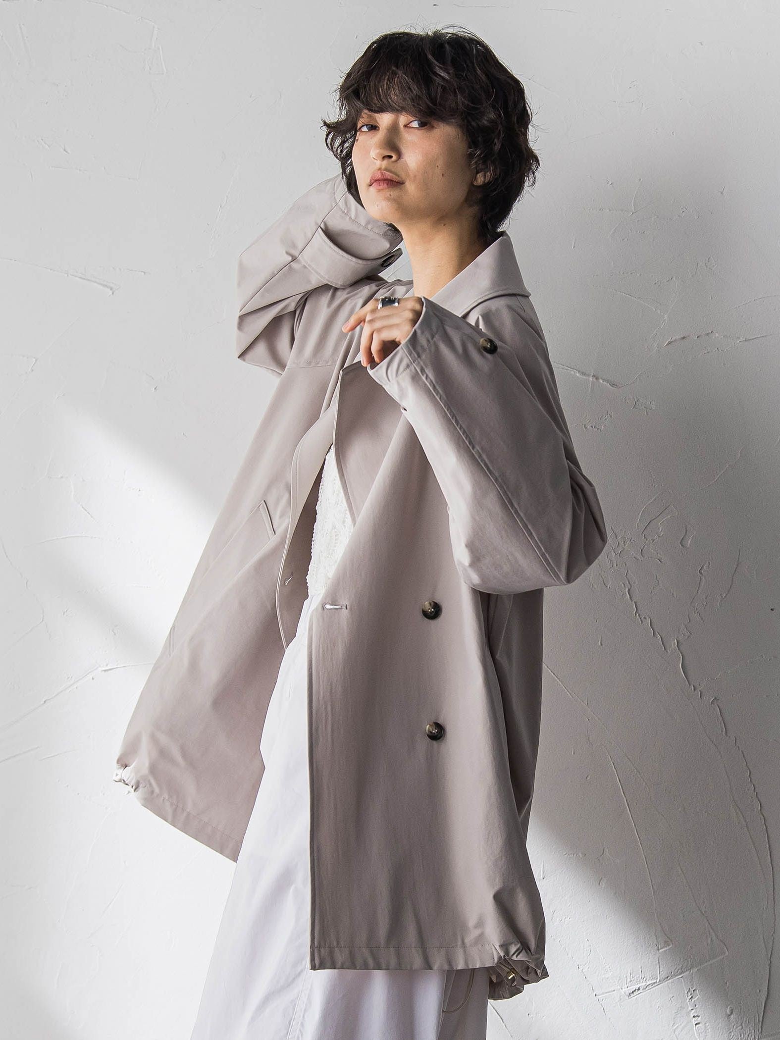 撥水オーバーミドルトレンチコート≪手洗い可能≫