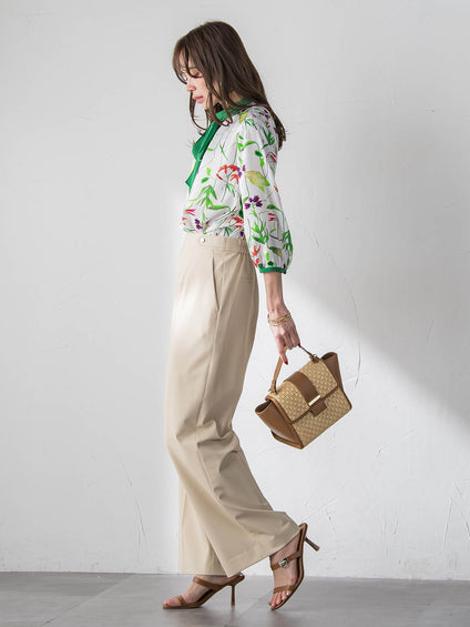 【KEITA KAWASAKI × Viaggio Bluコラボ】リリープリントブラウス