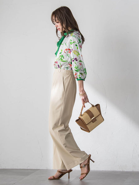 【KEITA KAWASAKI × Viaggio Bluコラボ】リリープリントブラウス