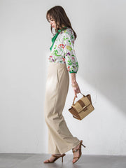 【KEITA KAWASAKI × Viaggio Bluコラボ】リリープリントブラウス