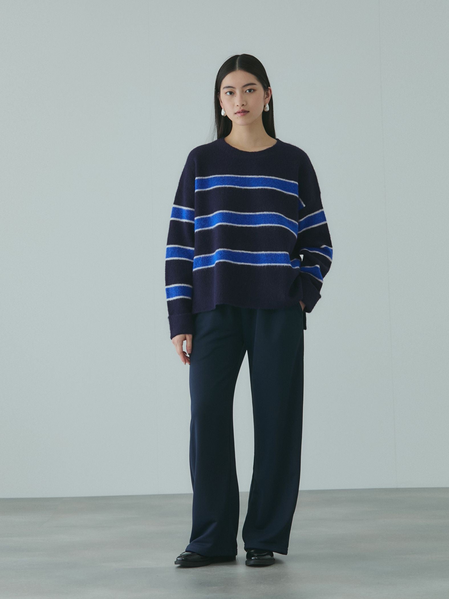 ウール混マルチボーダーニット≪洗濯機で洗える≫