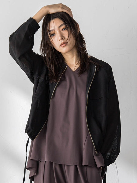 メッシュジャガードノーカラーブルゾン | MAYSON GREY（メイソングレイ