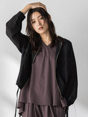 メッシュジャガードノーカラーブルゾン