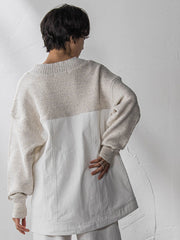 デニムドッキングニットカーディガン≪洗濯機で洗える≫