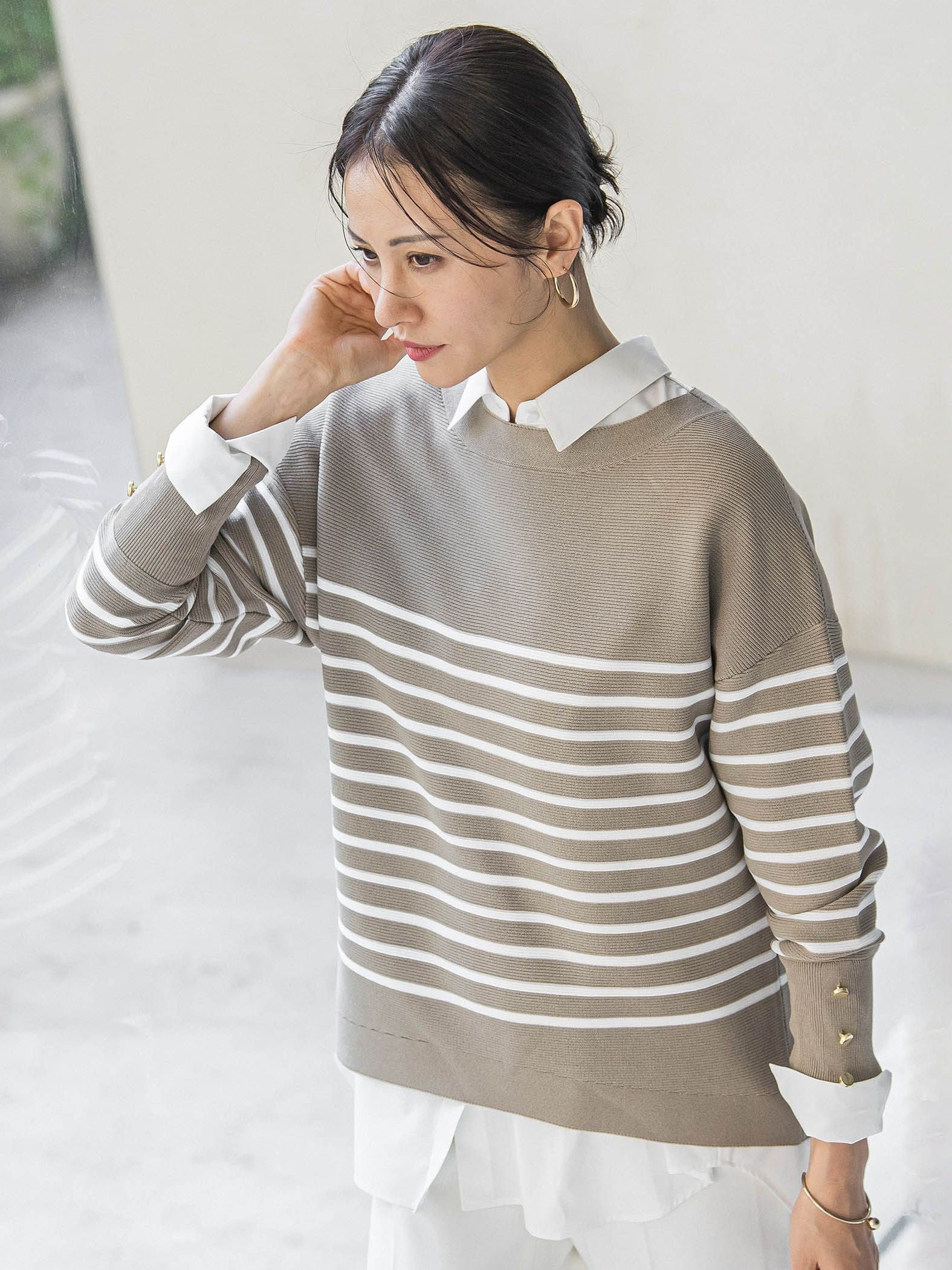 【WEB限定】ソデボタンガーターニット≪11号あり/洗える≫