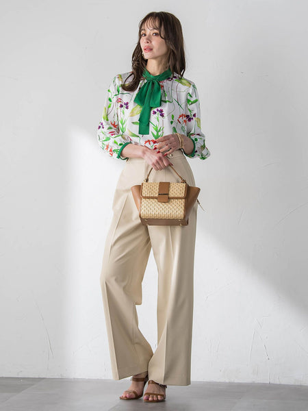 【KEITA KAWASAKI × Viaggio Bluコラボ】リリープリントブラウス