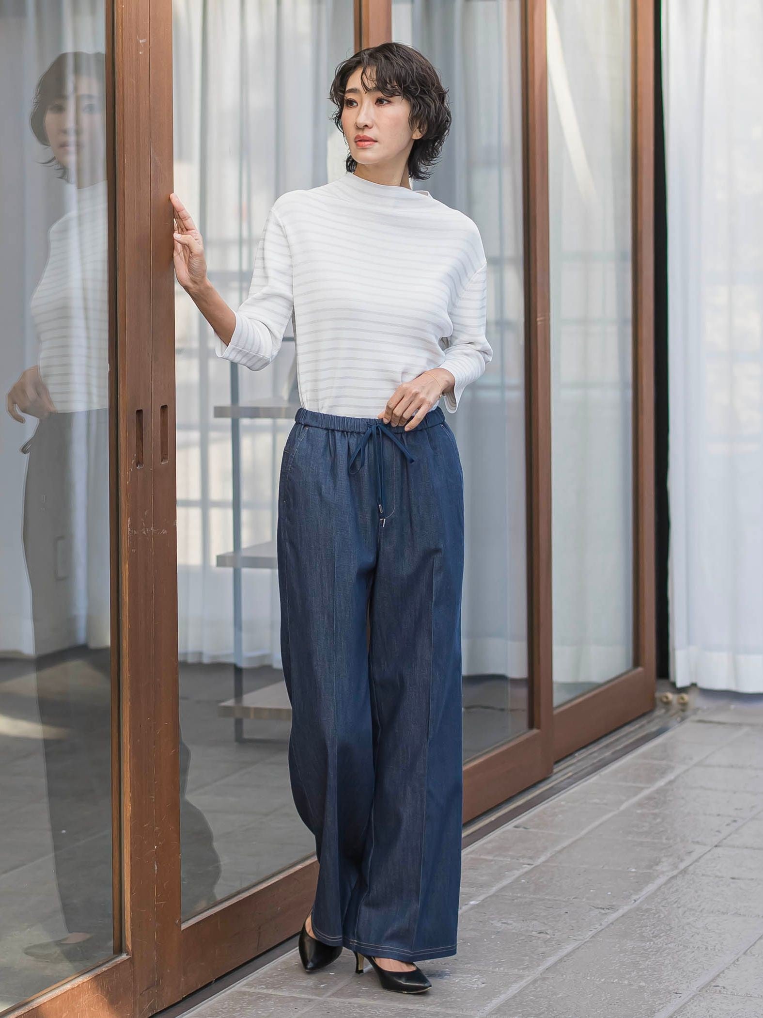 【大きいサイズ】セルロースデニムワイドパンツ