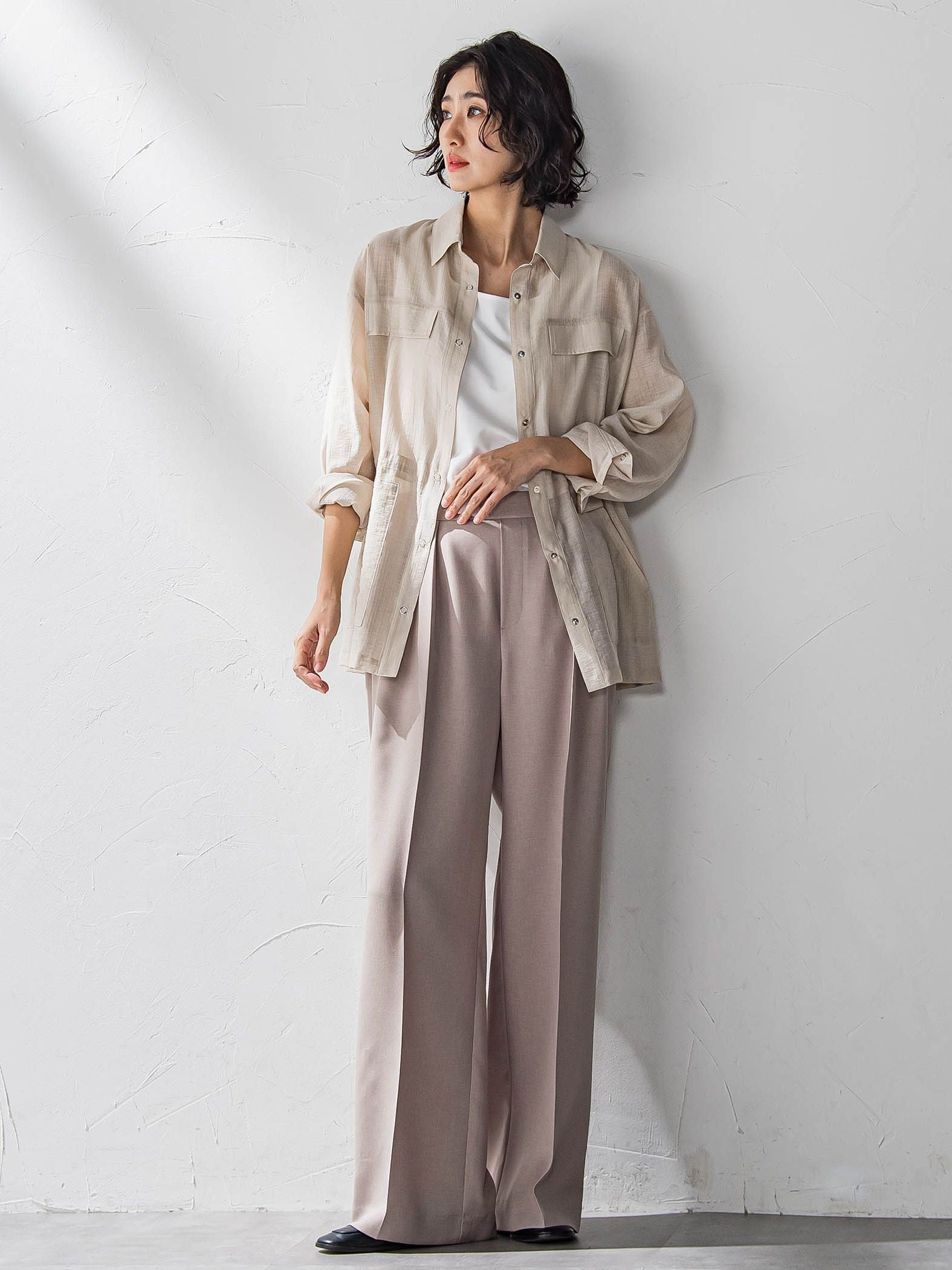 【WEB限定】タックワイドパンツ≪洗濯機で洗える≫