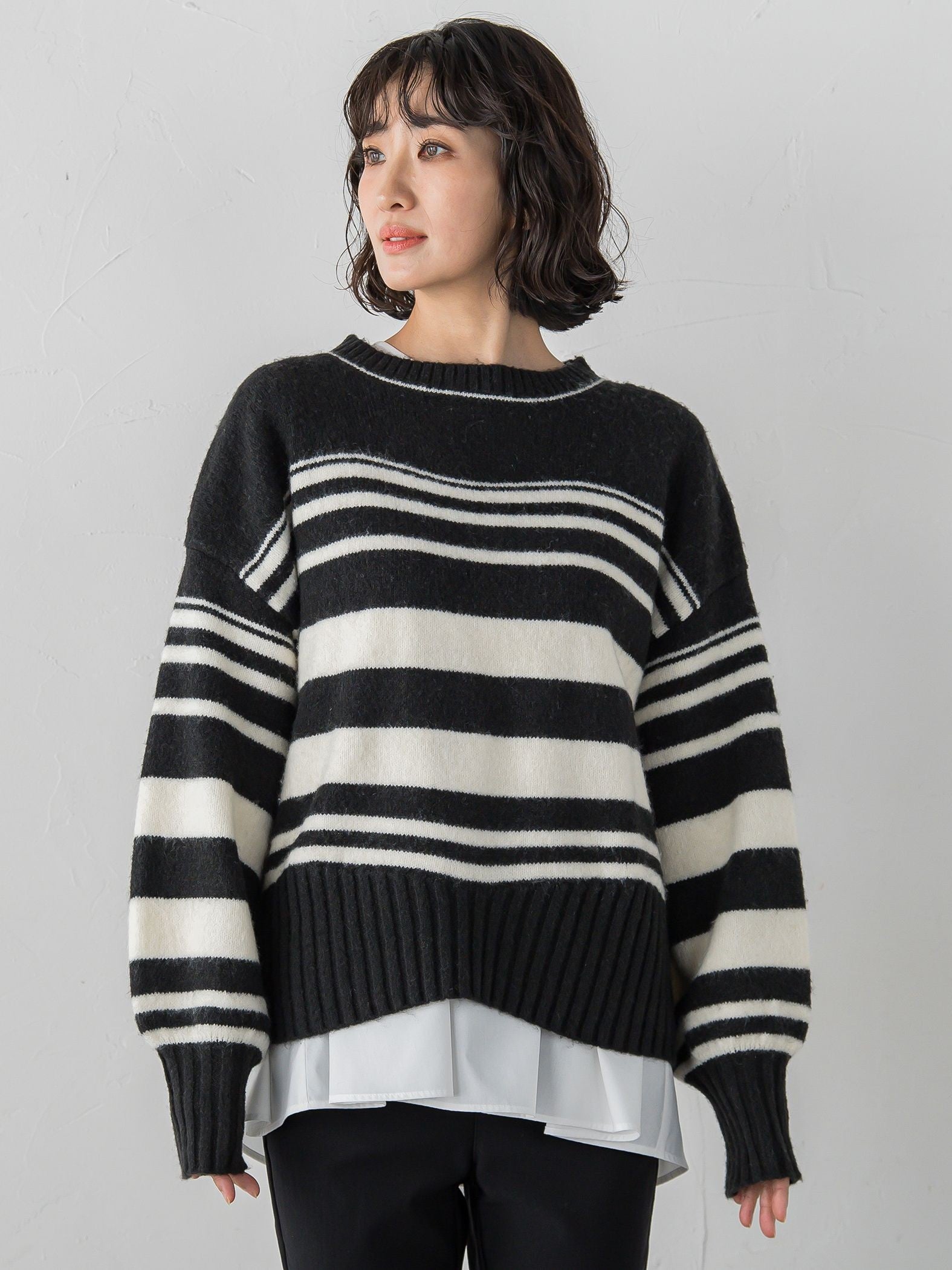 【WEB限定】”ふんわり着心地”ランダムボーダーニット