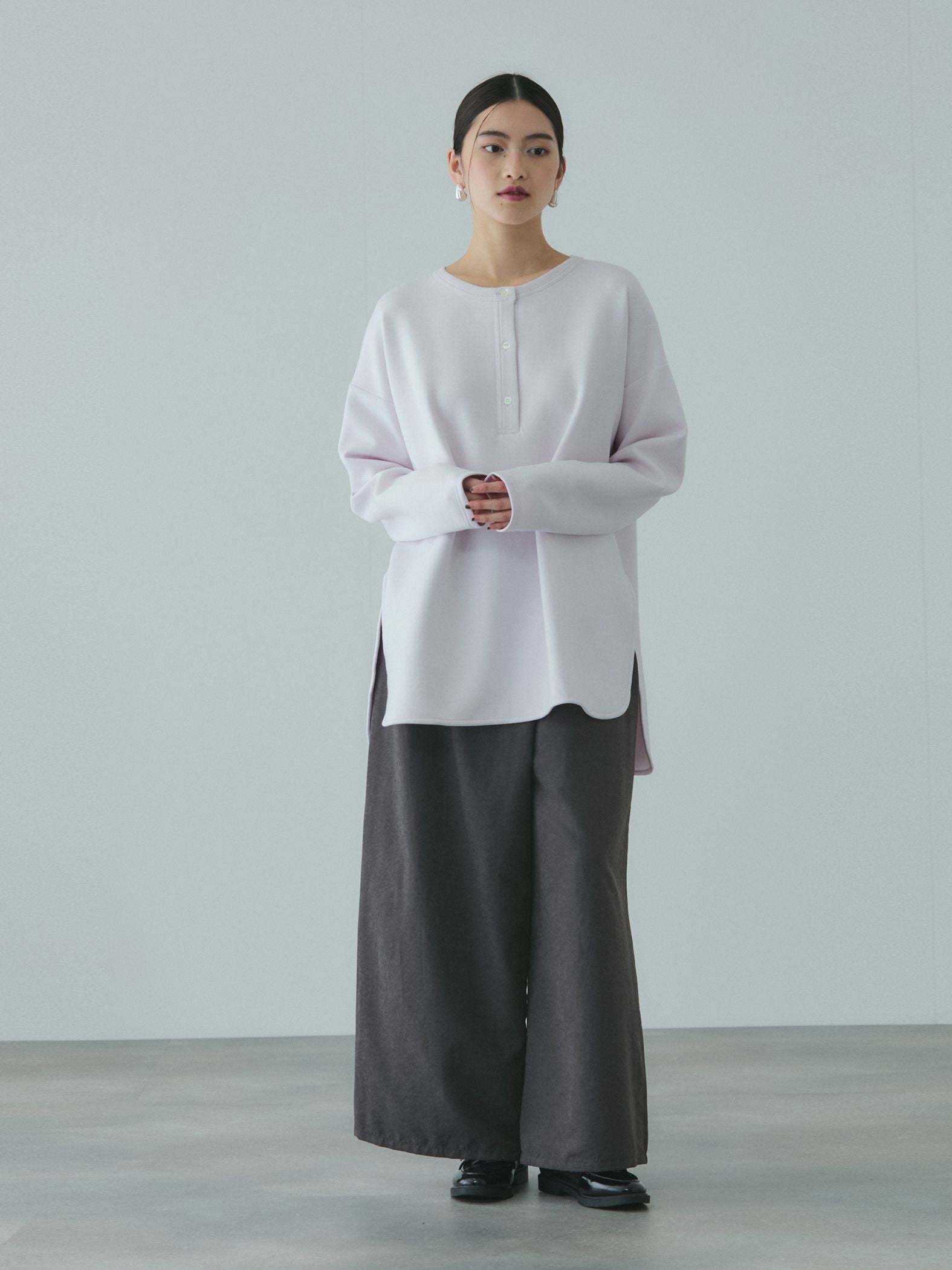 フィブリルサテンラップワイドパンツ≪洗濯機で洗える≫