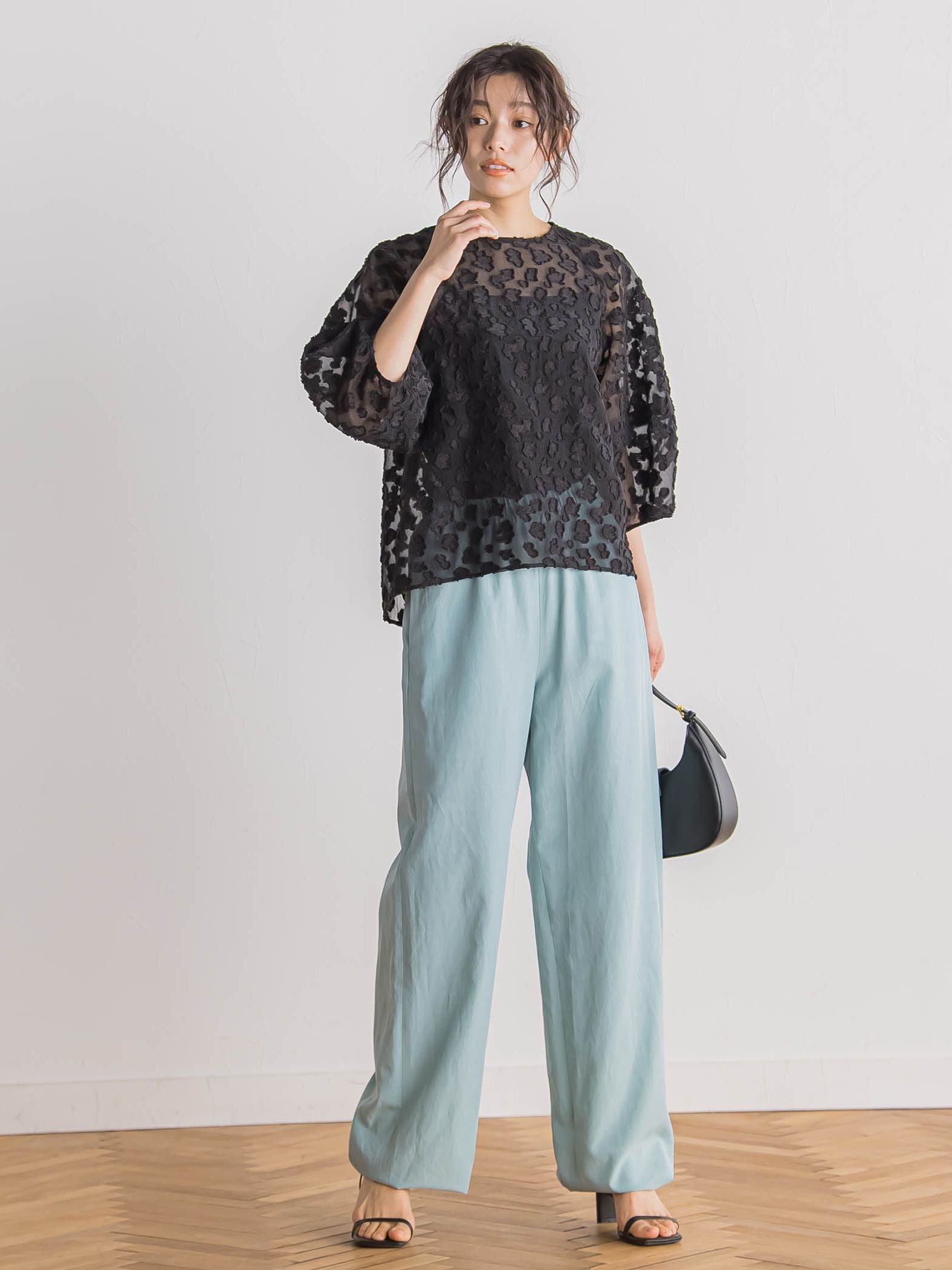 Flower Jacquardブラウス≪洗濯機で洗える≫