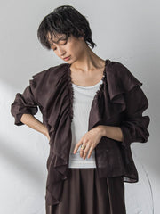 ラスターラミーカルゼラッフルカラーブラウス