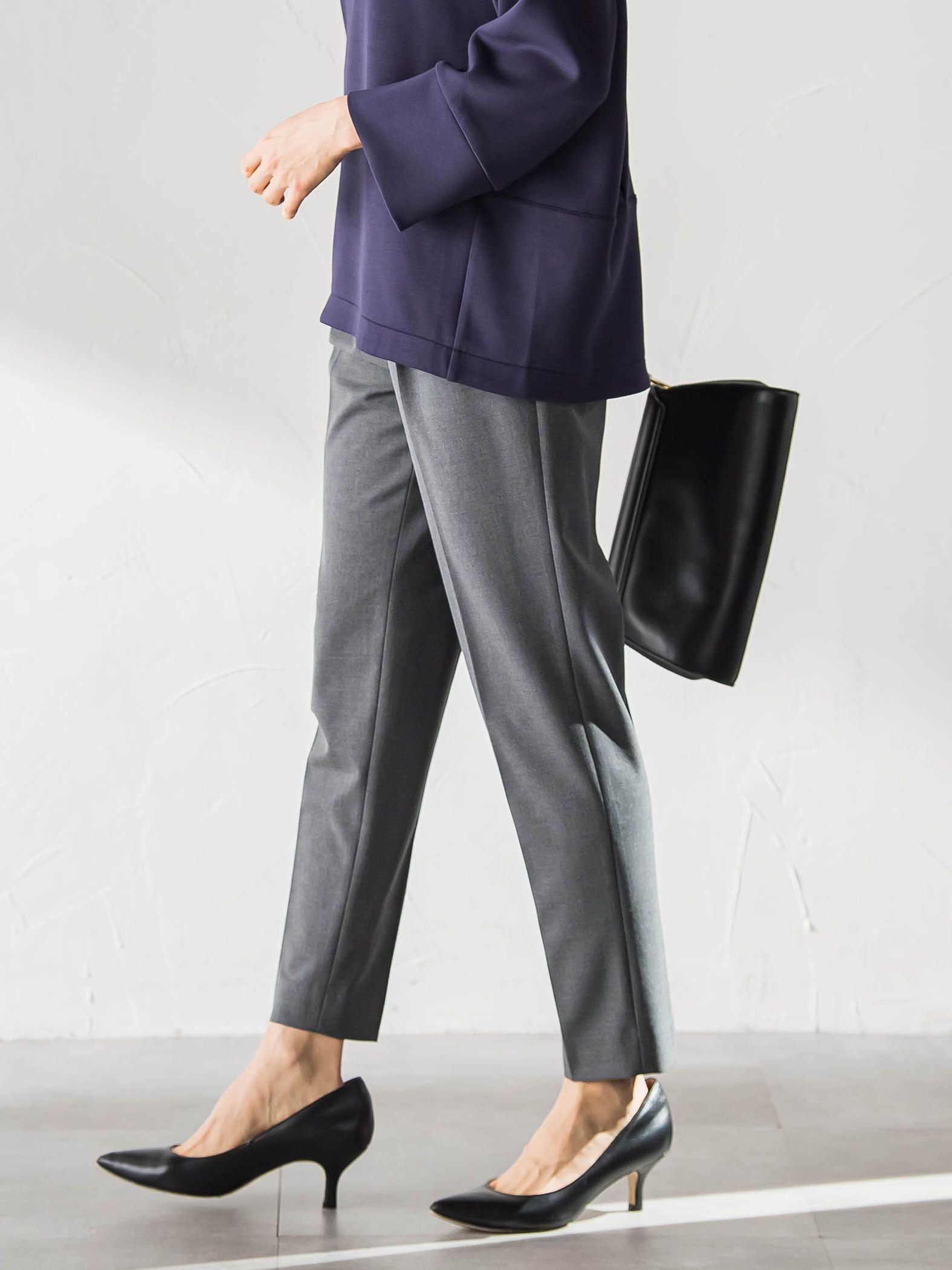 【WEB限定】美シルエット裏起毛ストレッチパンツ≪13号あり/毛玉防止≫