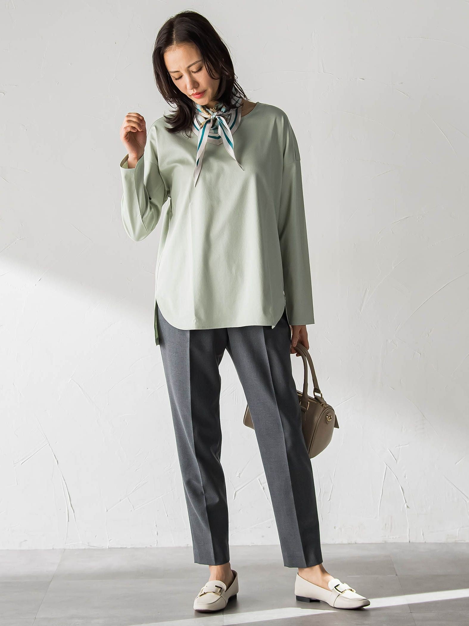 【WEB限定】美シルエット裏起毛ストレッチパンツ≪13号あり/毛玉防止≫