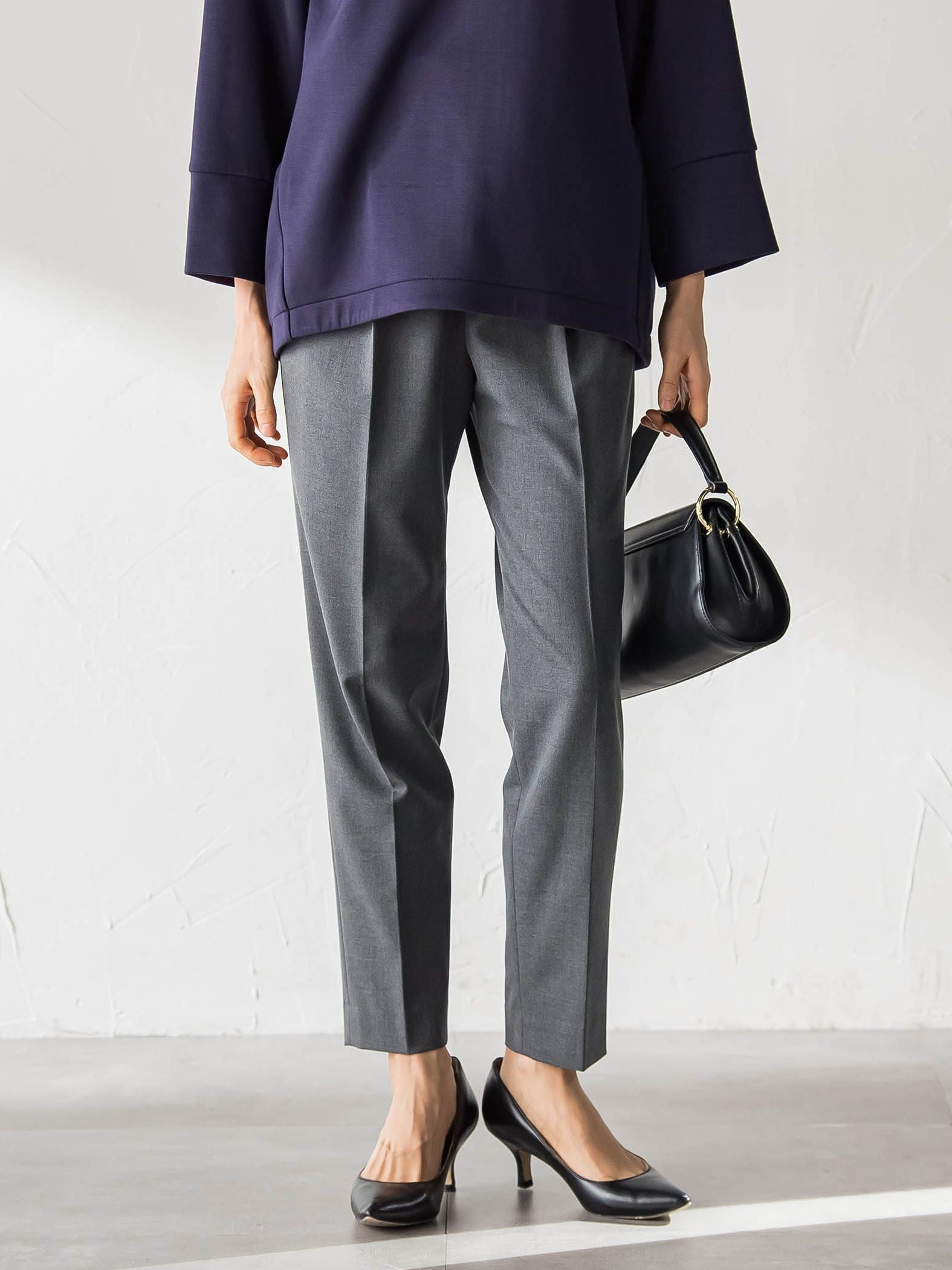 【WEB限定】美シルエット裏起毛ストレッチパンツ≪13号あり/毛玉防止≫