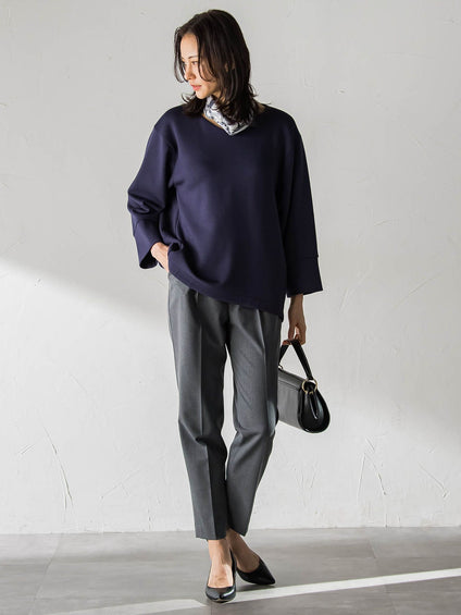 【WEB限定】美シルエット裏起毛ストレッチパンツ≪13号あり/毛玉防止≫