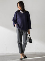 【WEB限定】美シルエット裏起毛ストレッチパンツ≪13号あり/毛玉防止≫