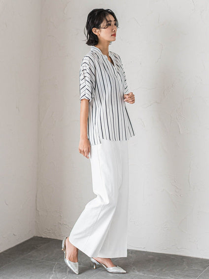 【WEB限定】シェルタリングワイドパンツ≪洗濯機で洗える≫