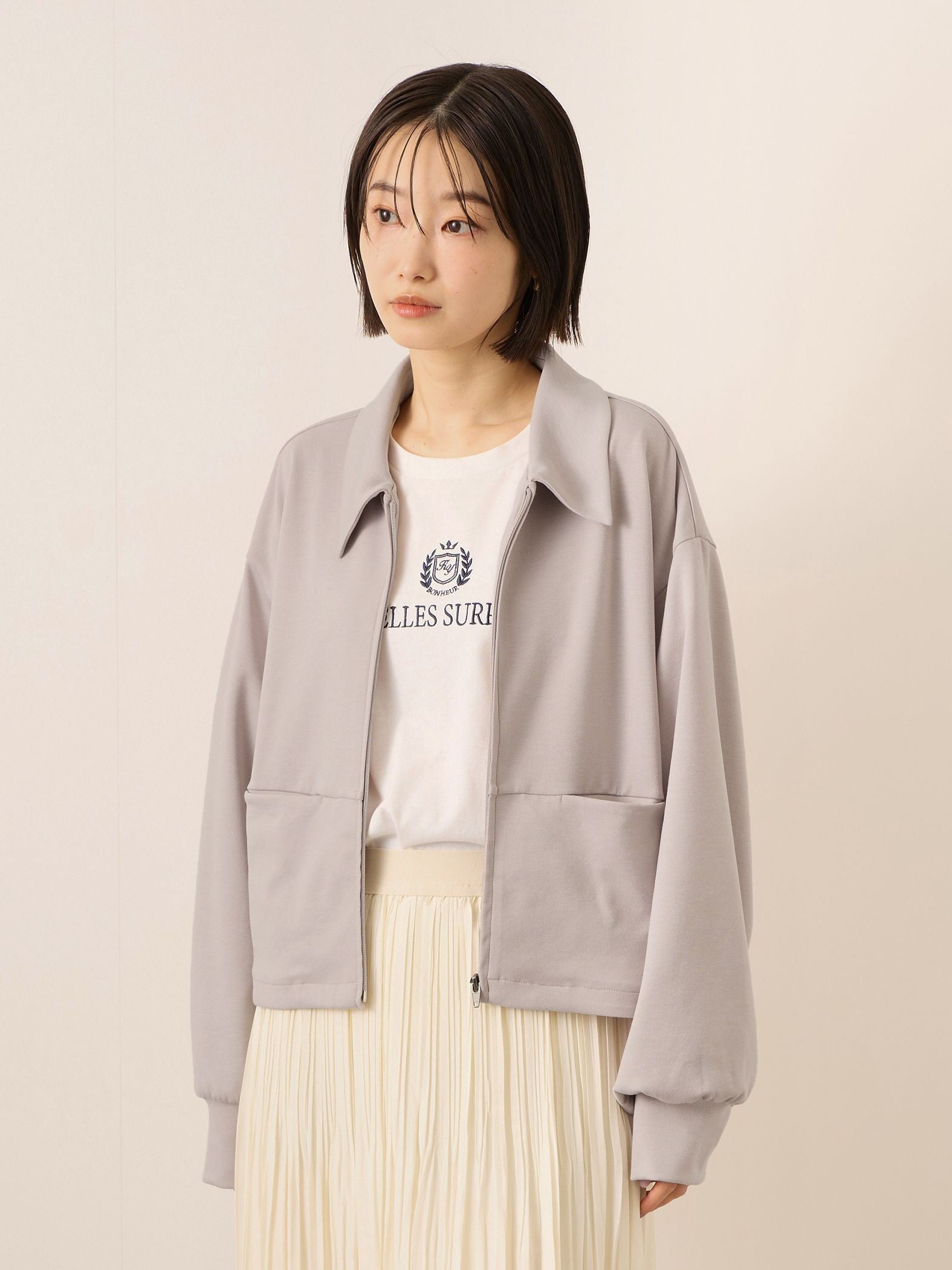 《予約販売》【ふんわり、きちんと。】ライトダンボールステンカラーブルゾン≪手洗い可能≫