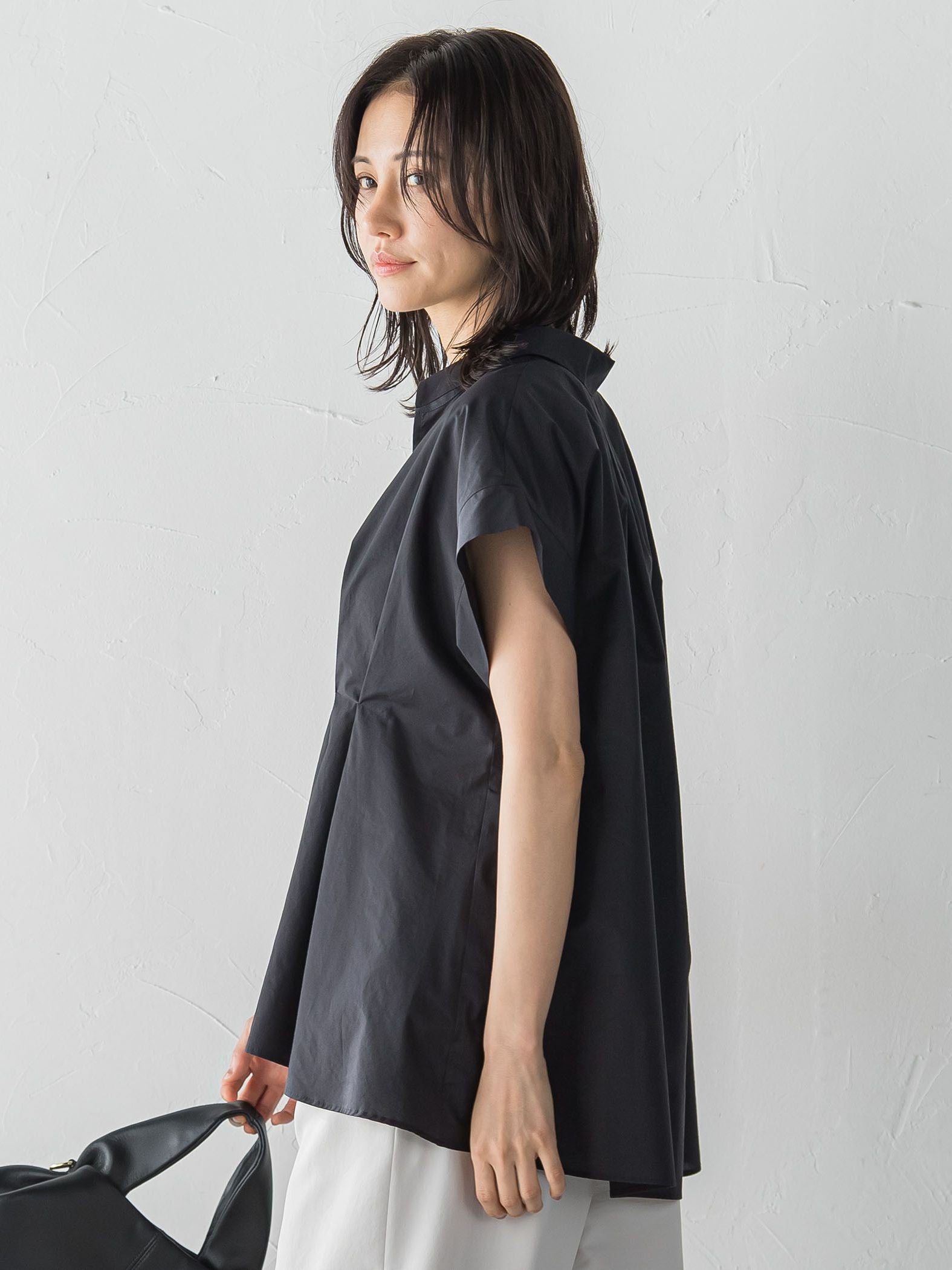 タイプライターペプラムブラウス≪洗濯機で洗える≫